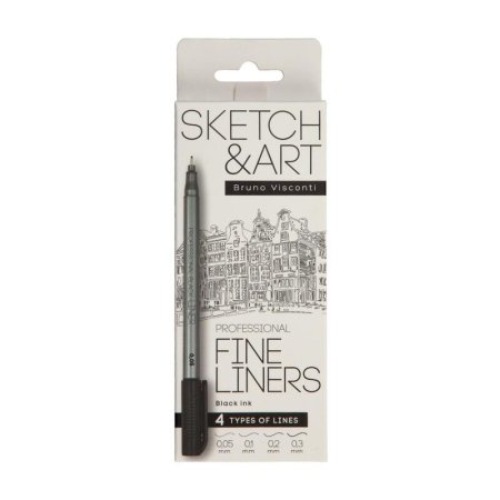 Набор линеров Sketch&Art черные (4 штуки в упаковке, толщина линии  0.05, 0.2, 0.2 и 0.3 мм)