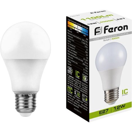 Лампа светодиодная Feron LB-93 12 Вт Е27 А60 4000 К 1100 Лм (25487)