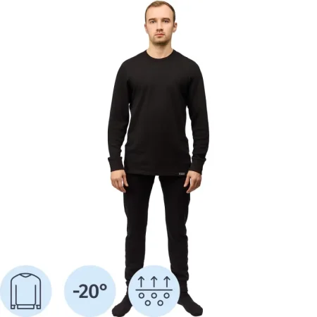 Термофутболка мужская с длинным рукавом Guahoo G21-2270S с начёсом  чёрная (размер 46-48, рост 176 см)