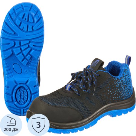 Кроссовки рабочие Baltsafety 4230К ПУ-ПУ из текстиля черные/синие с  композитным подноском размер 40