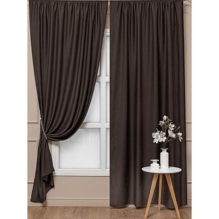 Комплект штор Amore Mio Блэкаут однотонный 6668-023 (2 портьеры 150x270  см) коричневый