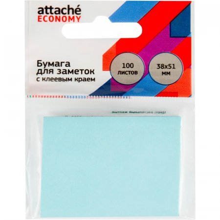 Стикеры Attache Economy 38x51 мм пастельный синий (1 блок, 100 листов)