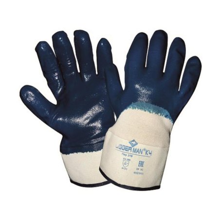 Перчатки защитные Diggerman КЧ хлопковые с нитрильным покрытием синие  (размер 9, L)