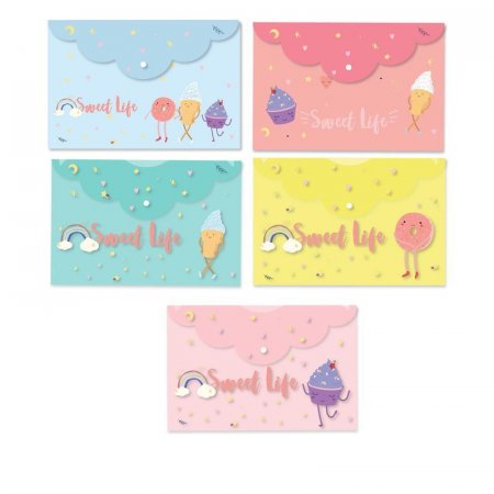 Папка-конверт на кнопке Attache Selection Sweet life 325x215 мм 200 мкм (5 штук в упаковке)