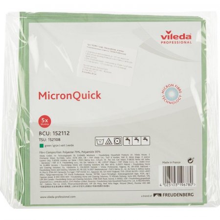 Салфетка хозяйственная Vileda Professional MicronQuick 40х38 см 5 штук в упаковке (артикул производителя 152112)