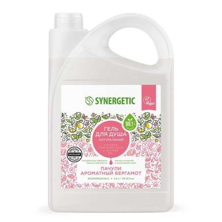 Гель для душа Synergetic Пачули и ароматный бергамот 3.5 л