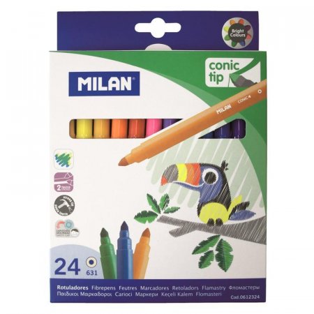 Фломастеры Milan Cone-Tipped 24 цвета с коническим стержнем
