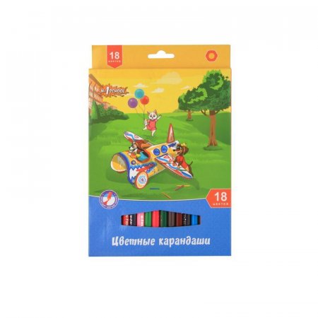 Карандаши цветные №1 School Шустрики 18 цветов шестигранные Карандаши цветные №1 School Шустрики 18 цветов шестигранные