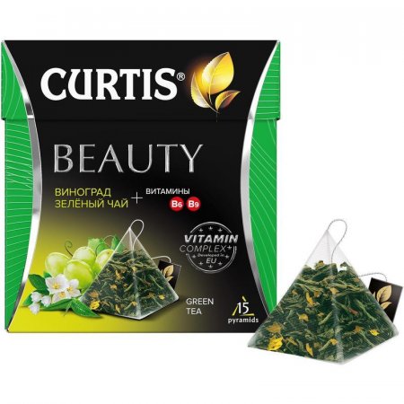 Чай Curtis Beauty зеленый с виноградом и жасмином 15 пакетиков-пирамидок