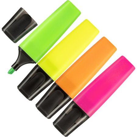 Текстовыделитель Выбор есть 4 цвета скошенный наконечник (толщина линии  1-5 мм)