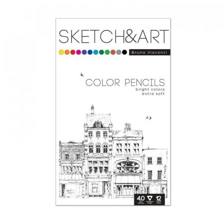 Карандаши цветные Sketch&Art 12 цветов трехгранные (металлическая коробка)