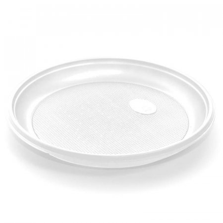 Тарелка одноразовая пластиковая белая (диаметр 165 мм, 100 штук в упаковке)