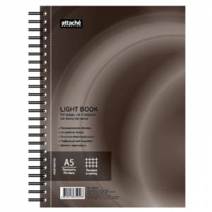 Бизнес-тетрадь Attache Selection LightBook А5 100 листов коричневая в клетку на спирали (160х204 мм)