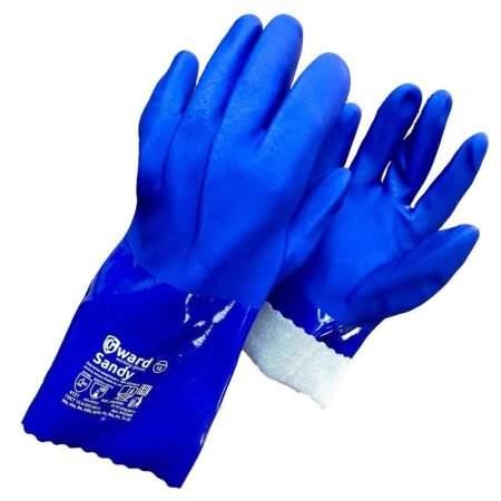 Перчатки КЩС хлопковые/ПВХ Gward Sandy синие (размер 10, XL, 12 штук в  упаковке, PVC009)