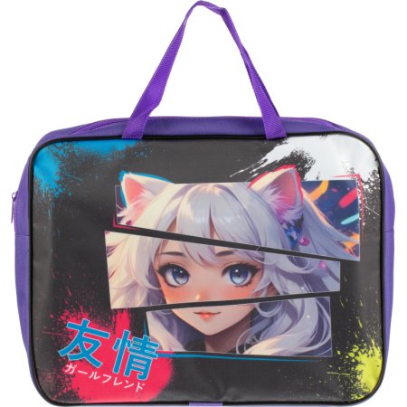 Папка школьника А4 с ручками ШИРОКАЯ,ПШ-11,ДЕВУШКА С УШКАМИ 2025