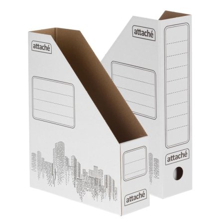 Лоток вертикальный для бумаг 75 мм Attache картонный белый (2 штуки в  упаковке)