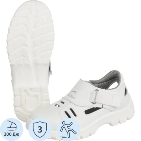 Полуботинки с перфорацией (сандалии) Luscan с перфорацией ПУ из  микрофибры с металлическим подноском белые (размер 39)