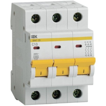 Выключатель автоматический IEK ВА47-29 3п 10А C 4500А (MVA20-3-010-C)