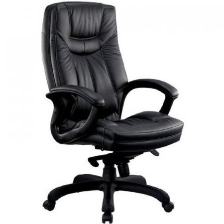 Кресло для руководителя Easy Chair CS-608Е черное (натуральная кожа с компаньоном, пластик)