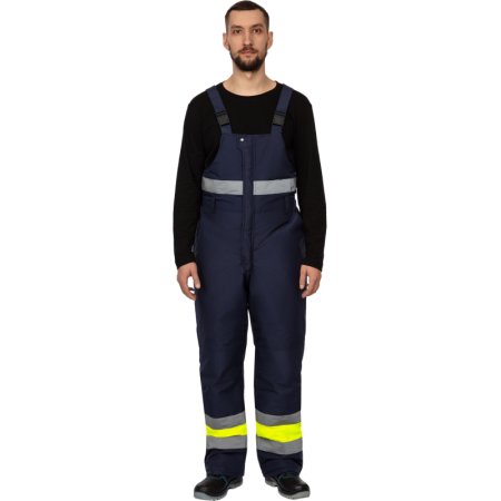 Полукомбинезон рабочий зимний мужской зс04-ПК с СОП флуоресцентный  жёлтый/синий (размер 44-46, рост 170-176)