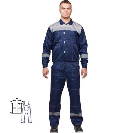 Костюм рабочий летний мужской Л20-КПК с СОП синий/серый (размер 56-58,  рост 194-200)