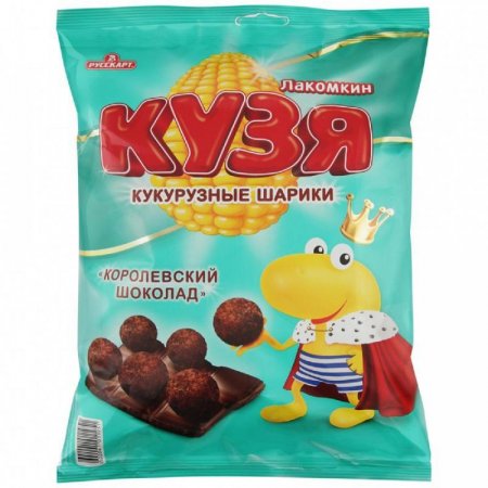 Кукурузные шарики Кузя Лакомкин с шоколадом 100 г