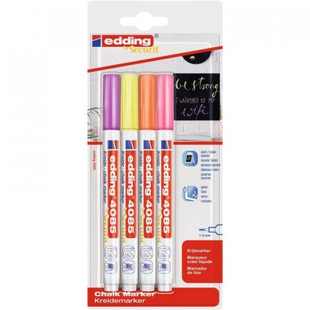 Набор меловых маркеров Edding 4085 Neon 1-2 мм (4 штуки в упаковке)