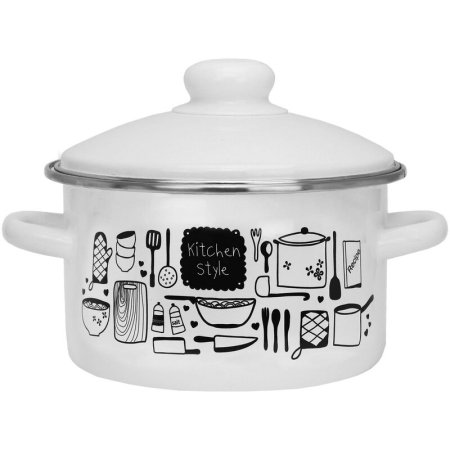 Кастрюля Эмаль Kitchen (550002635) 2 л эмалированная сталь с крышкой