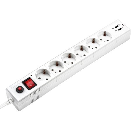 Сетевой фильтр Buro BU-SP1.8 на 6 розеток + 2 USB 1,8 м (992309)