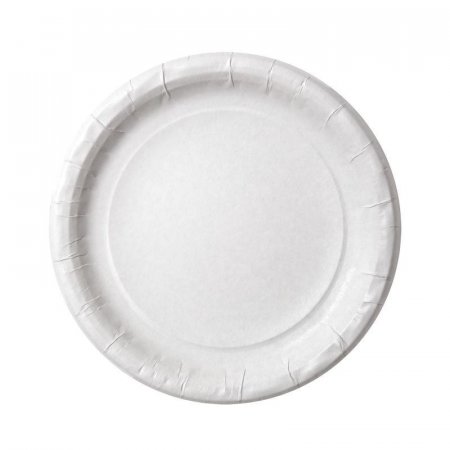 Тарелка одноразовая бумажная 230 мм белая 50 штук в упаковке Комус Эконом