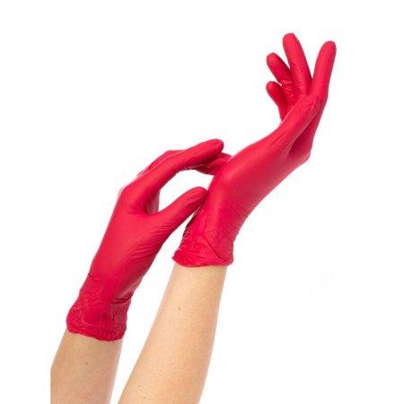 Перчатки медицинские смотровые нитриловые NitriMax нестерильные  неопудренные размер S (6.5-7) красные (100 штук в упаковке)