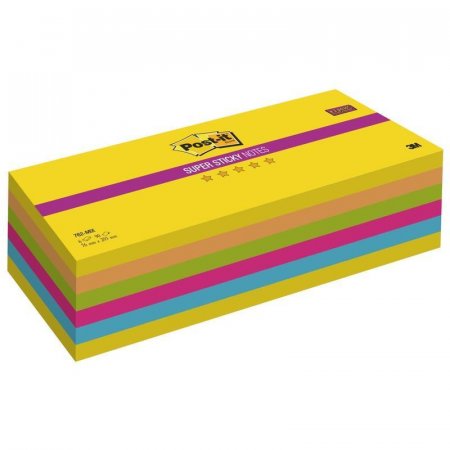 Карты модерационные самоклеющиеся Post-it Super Sticky 762-MIX неоновые 76x205 мм неоновые 5 цветов ( 6 блоков по 90 листов)