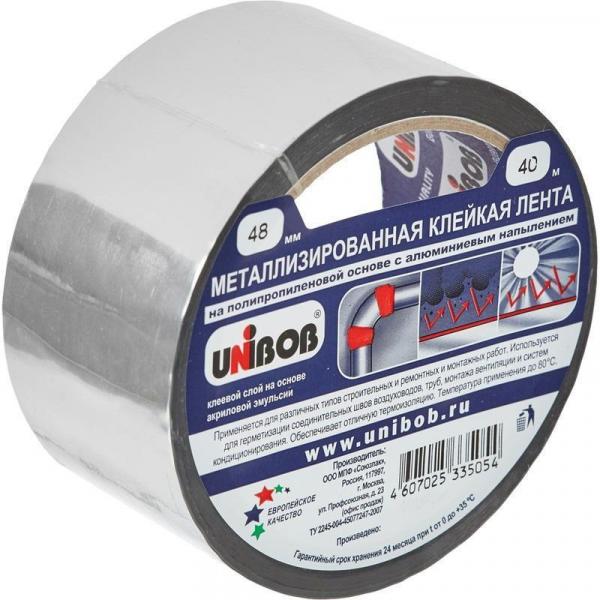 Клейкая лента металлизированная Unibob 48 мм x 40 м 50 мкм серая