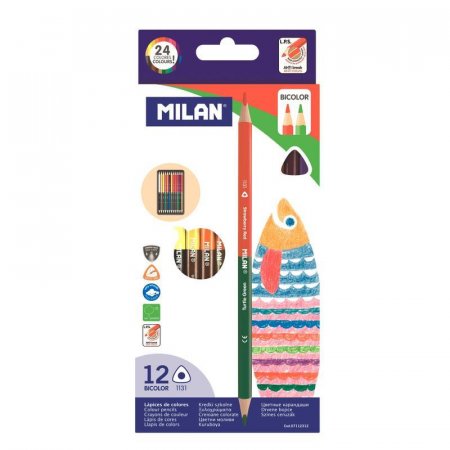 Карандаши цветные Milan 24 цвета (двусторонние) трехгранные