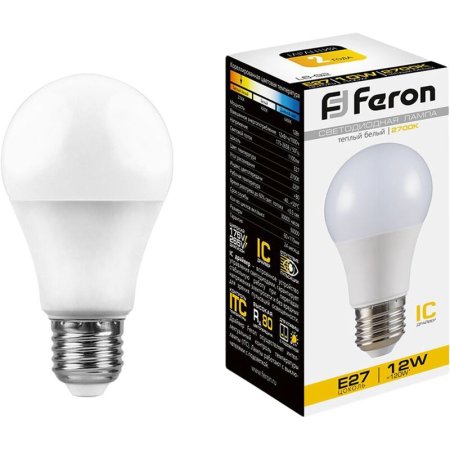 Лампа светодиодная Feron LB-93 12 Вт Е27 А60 2700 К 1100 Лм (25489)