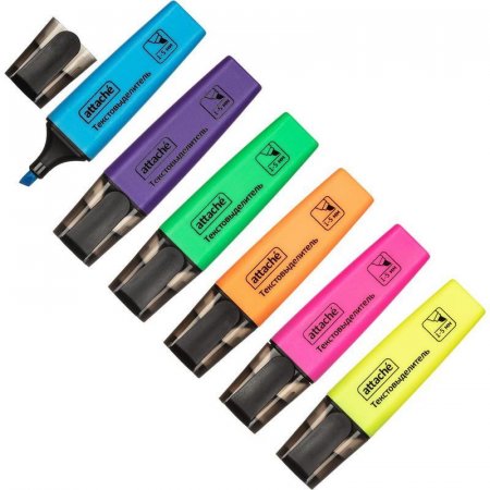 Маркер выделитель текста Attache Colored 1-5мм набор 6цв.