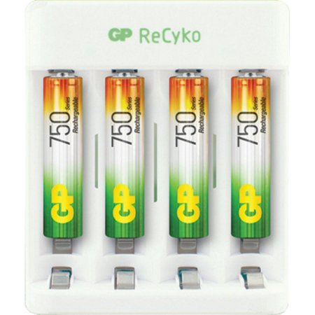 Зарядное устройство GP E411/75AAAHCCS-2CR1 для 4-х аккумуляторов (в  комплекте 4 аккумулятора ААА ёмкостью 750 мАч)