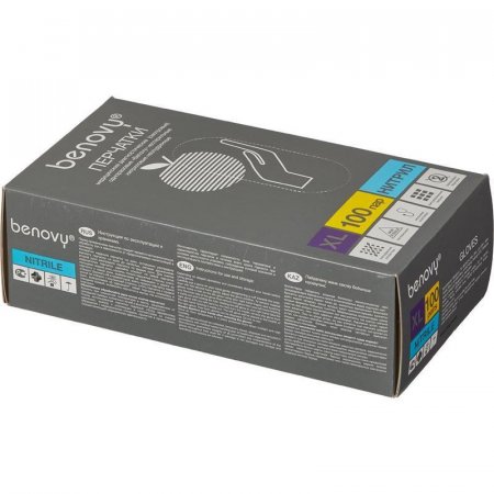 Перчатки медицинские смотровые нитриловые Benovy нестерильные неопудренные размер XL (200 штук в упаковке)