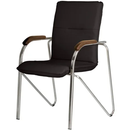 Конференц-кресло Easy Chair Samba черный/темный орех (искусственная  кожа, металл хромированный)