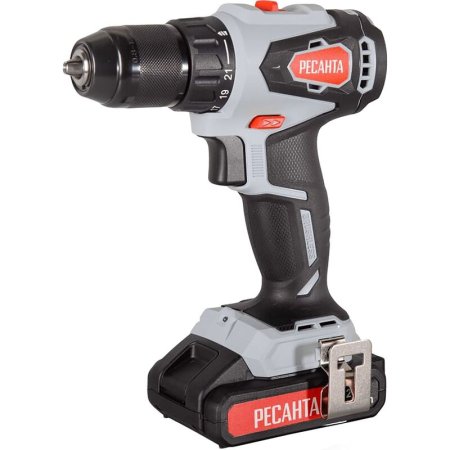 Дрель-шуруповерт аккумуляторная Ресанта ДА-20-2ЛК-Б бесщеточная 2 АКБ x   Li-ion (20 В, 2 Ач)+ЗУ в кейсе (75/14/10)