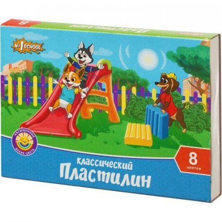 Пластилин классический №1 School Шустрики 8 цветов 160 г со стеком
