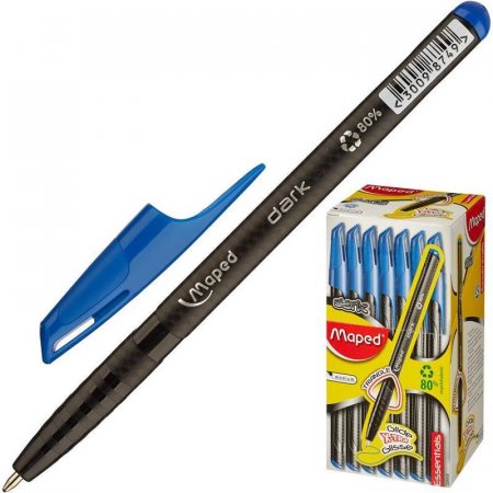 Ручка шариковая Maped Green Dark трехгранный корпус синяя (толщина линии 0.6 мм)