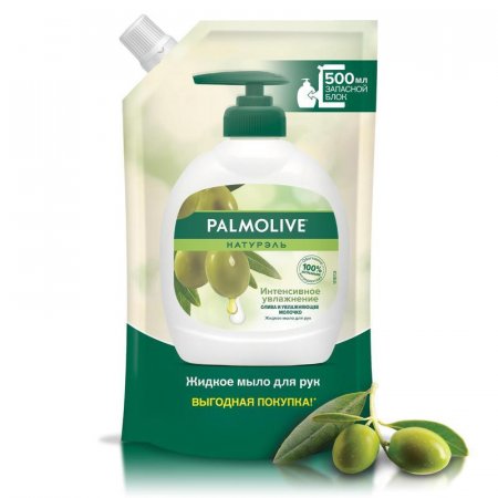 Жидкое мыло Palmolive Олива и Увлажняющее молочко 500 мл сменная упаковка дой-пак