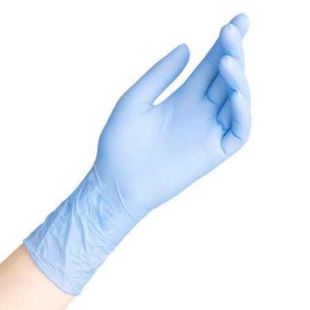 Перчатки медицинские смотровые нитриловые Safe and Care нестерильные  неопудренные голубые размер L (200 штук в упаковке)