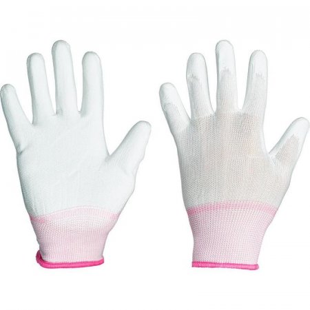 Перчатки рабочие трикотажные нейлоновые с полиуретановым покрытием (размер 7, S)