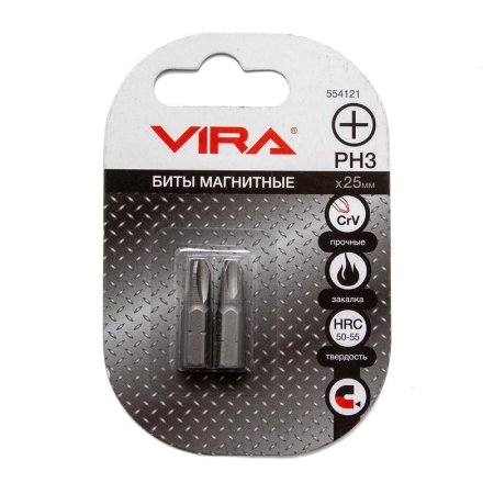 Бита магнитная Vira CR-V PH3x25 мм (2 штуки в упаковке, 554121)