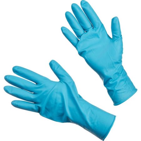 Перчатки латексные Dermagrip High Risk голубые (размер 8, L, 50 штук/25  пар в упаковке)