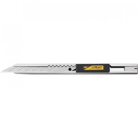 Нож канцелярский Olfa OL-SAC-1 для графических работ с корпусом из  нержавеющей стали (ширина лезвия 9 мм)