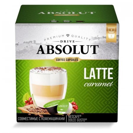 Кофе в капсулах для кофемашин Absolut Drive Latte Macchiato with caramel (16 штук в упаковке)