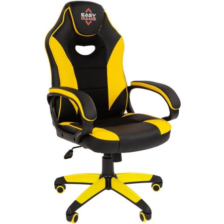 Кресло игровое Easy Game 690 TPU желтое/черное (экокожа/ткань, пластик)